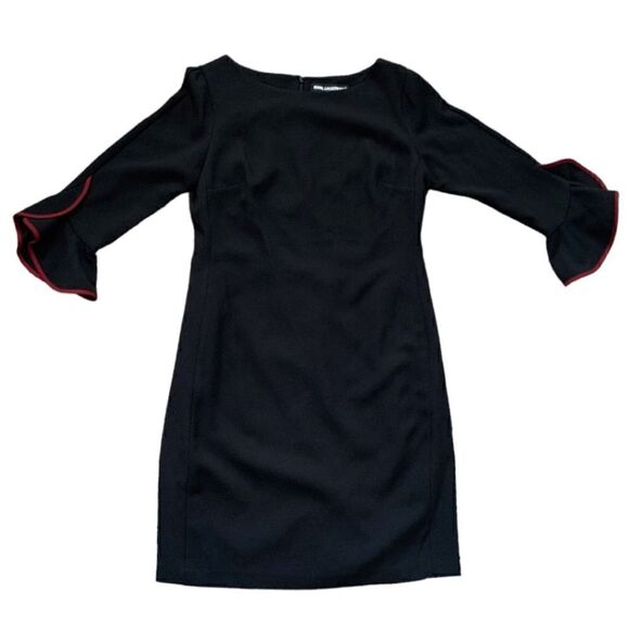 Karl Lagerfeld Paris Black Sheath Dress Knee Length Size 8 - Picture 7 of 8